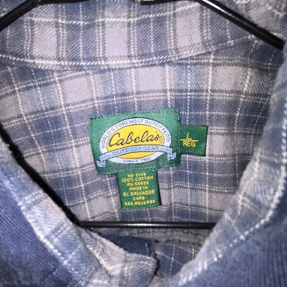 Cabelas Blue Heavy Duck Canvas Flannel Lined Chore Jacket Mens L Reg 100% Cotton - Picture 5 of 7